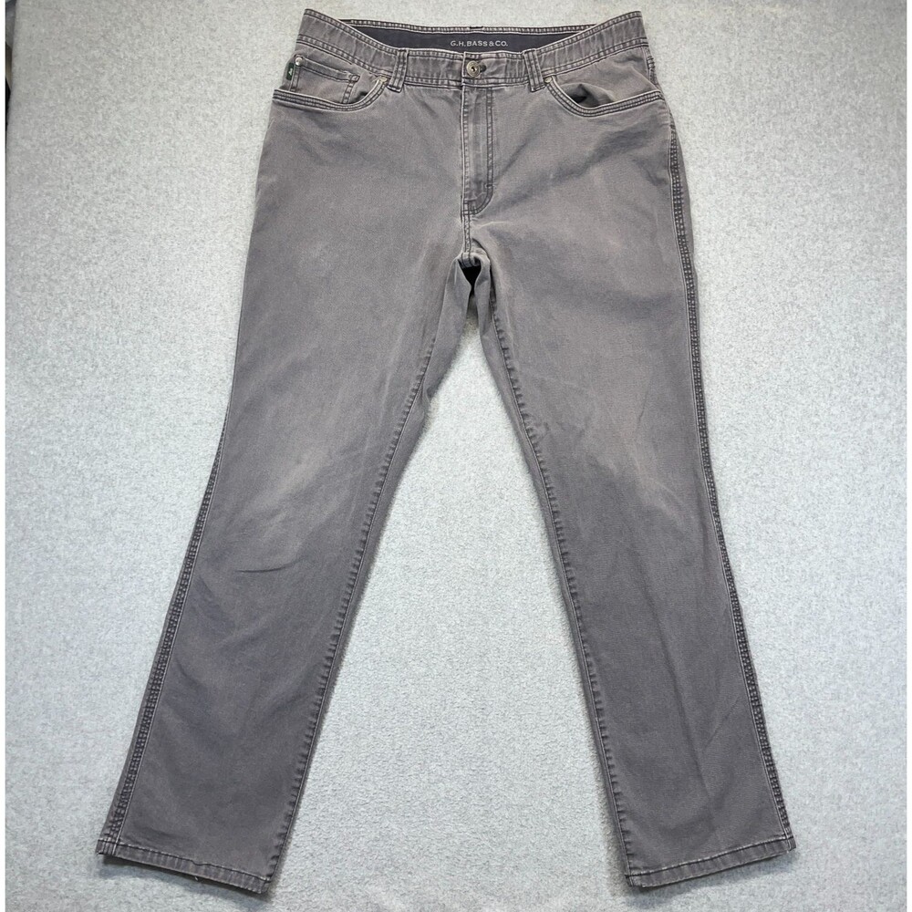G.H. Bass & Co Straight Pants Men’s 36x34 Gray Cotton Stretch Casual Trousers
